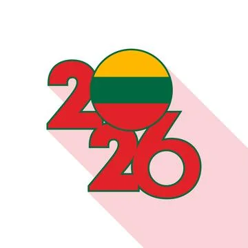 2026 Long Shadow Banner with Lithuania Flag Inside. Stock Illustration
