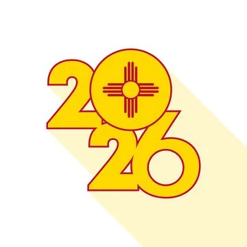 2026 Long Shadow Banner with New Mexico Flag Inside. Stock Illustration