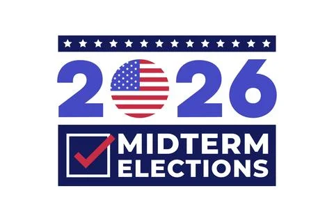 2026 Midterm Elections Poster with Voting Checkbox Banner and Star Header Illustration