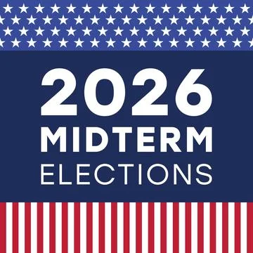 2026 Midterm Elections with Star Pattern Top and Red Stripe Bottom Illustrazione stock