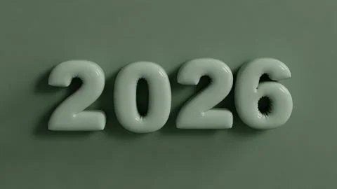 2026 Modern Typography 3D style Stock Illustration
