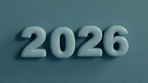 2026 Modern Typography 3D style Stock Illustration