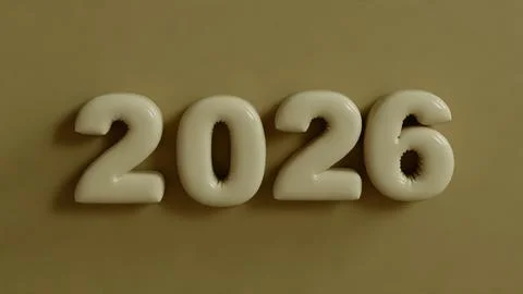 2026 Modern Typography 3D style Stock Illustration
