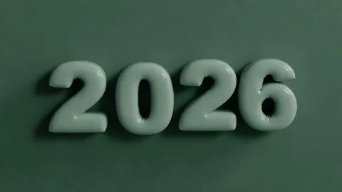 2026 Modern Typography 3D style Stock Illustration