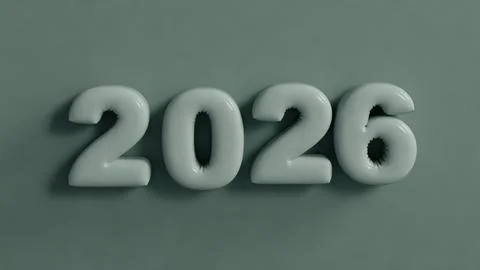 2026 Modern Typography 3D style Stock Illustration