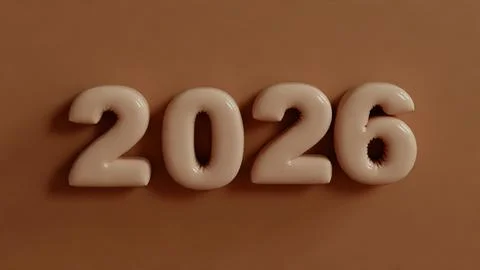 2026 Modern Typography 3D style Stock Illustration