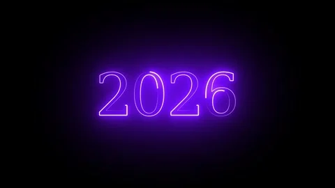 2026 neon line text. Abstract 2026 neon text animation, Glowing neon number.. Stock Footage 337831526