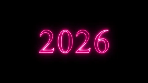 2026 neon text background animation. Glowing neon number text happy new yea.. Stock Footage 327757569