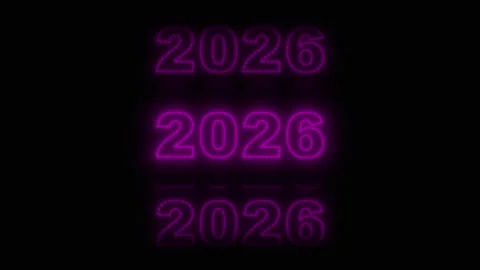 2026 neon vintage light effect animation on black background Stock Footage 323390346