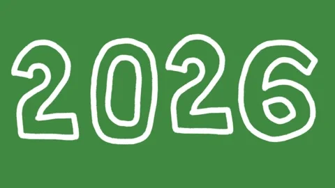 2026 New Year academic school calendar hand-drawn cartoon graphic Stock Footage 341293770
