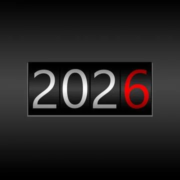 2026. New Year Black Odometer on black background - New Year 2026 design, o.. 스톡 일러스트