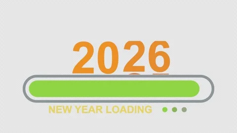 2026 New Year Loading Animation on Alpha channel. green progress bar transitions Stock Footage 321702968