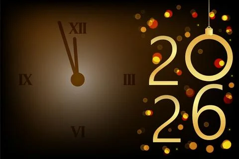 2026 New Year Midnight Clock Illustration. Stock Illustration
