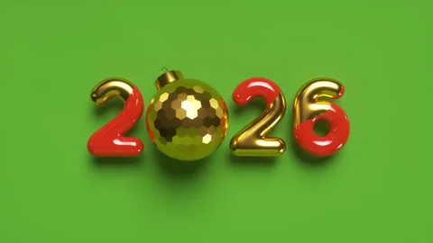2026 New Year sign with rotating ball. Stock Footage 300248257