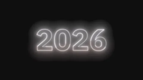2026 New Year Text Seamless Loop 4K Stock Footage 307680550