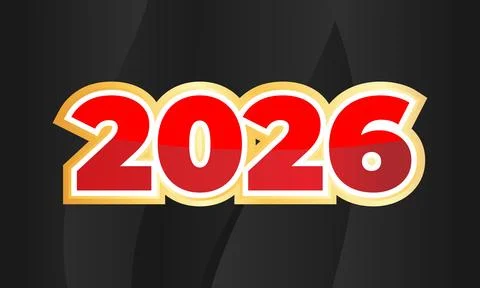 2026 Number Typography With Gold Gradient Effect For Celebration Banner Stock Illustration