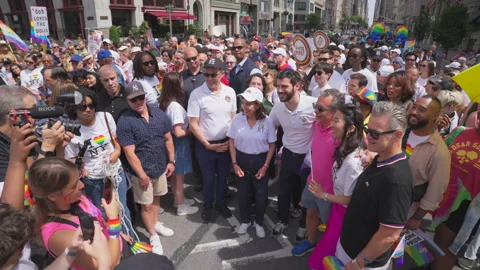 2026 NYC Pride March is opened on Fifth Avenue in New York City. Stock Footage 337898371