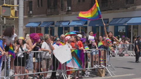 2026 NYC Pride March is opened on Fifth Avenue in New York City. Stock Footage 338036638
