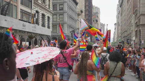 2026 NYC Pride March is opened on Fifth Avenue in New York City. Stock-Footage 339255654