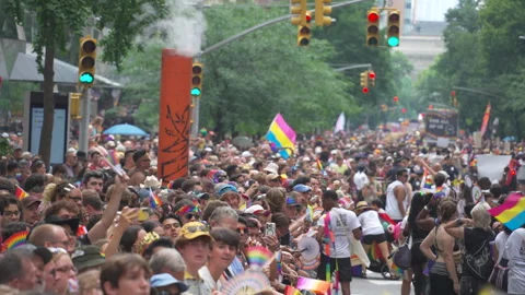 2026 NYC Pride March is opened on Fifth Avenue in New York City. Stock Footage 339262368