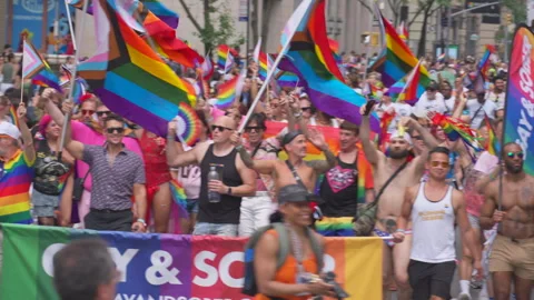 2026 NYC Pride March is opened on Fifth Avenue in New York City. Stock-Footage 339264797