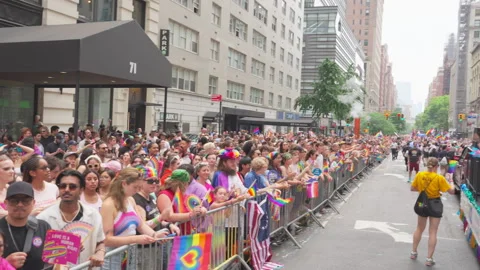 2026 NYC Pride March is opened on Fifth Avenue in New York City. Stock Footage 339366883