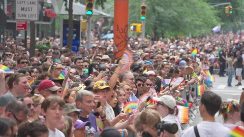 2026 NYC Pride March is opened on Fifth Avenue in New York City. 스톡 동영상 339367759