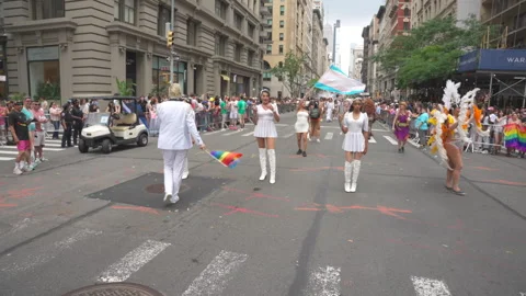 2026 NYC Pride March is opened on Fifth Avenue in New York City. Stock Footage 339368635