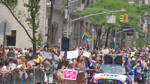 2026 NYC Pride March is opened on Fifth Avenue in New York City. Video stock 339372922