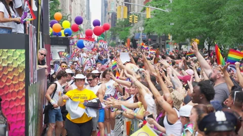 2026 NYC Pride March is opened on Fifth Avenue in New York City. Stock Footage 339512032