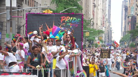 2026 NYC Pride March is opened on Fifth Avenue in New York City. 스톡 동영상 339526159