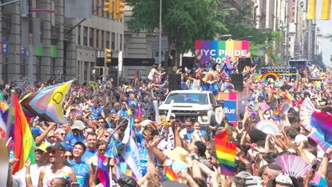 2026 NYC Pride March is opened on Fifth Avenue in New York City. Stockbeeldmateriaal 339547245