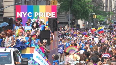 2026 NYC Pride March is opened on Fifth Avenue in New York City. Stock Footage 339553932