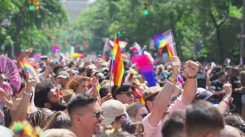 2026 NYC Pride March is opened on Fifth Avenue in New York City. 스톡 동영상 339677591