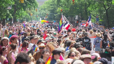 2026 NYC Pride March is opened on Fifth Avenue in New York City. Stock Footage 339681425