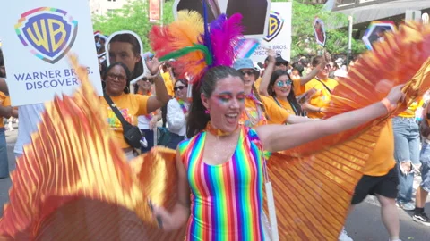 2026 NYC Pride March is opened on Fifth Avenue in New York City. 스톡 동영상 339696735