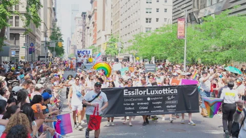 2026 NYC Pride March is opened on Fifth Avenue in New York City. Video stock 339714538