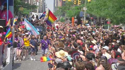 2026 NYC Pride March is opened on Fifth Avenue in New York City. Stock Footage 339735405
