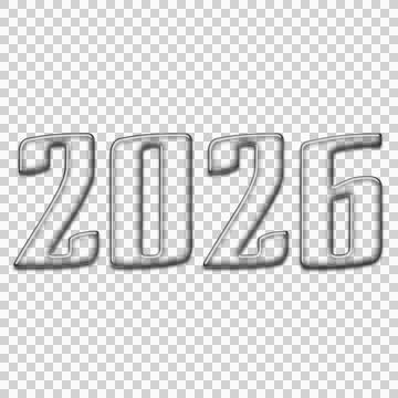 2026 Outline Sketch Text Effect PNG Stock Illustration