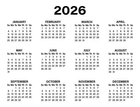 2026 Simple Calendar Vector Design Stock Illustration
