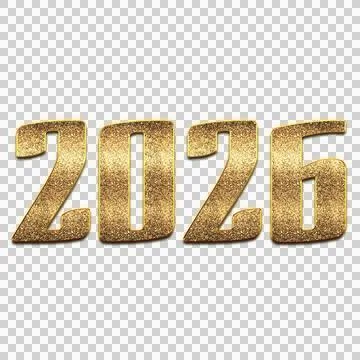 2026 Simple Gold Text Effect PNG Stock Illustration
