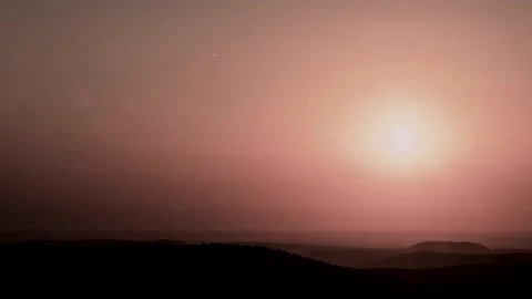 2026 Solar Eclipse Sunset in France over the Vosges Mountains Stock Footage 344033124
