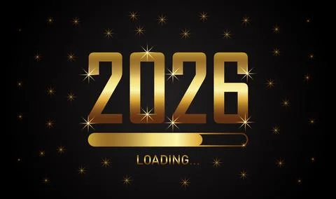 2026 Sparkle Countdown  Gold Loading Bar on Black Festive Background Stock Illustration