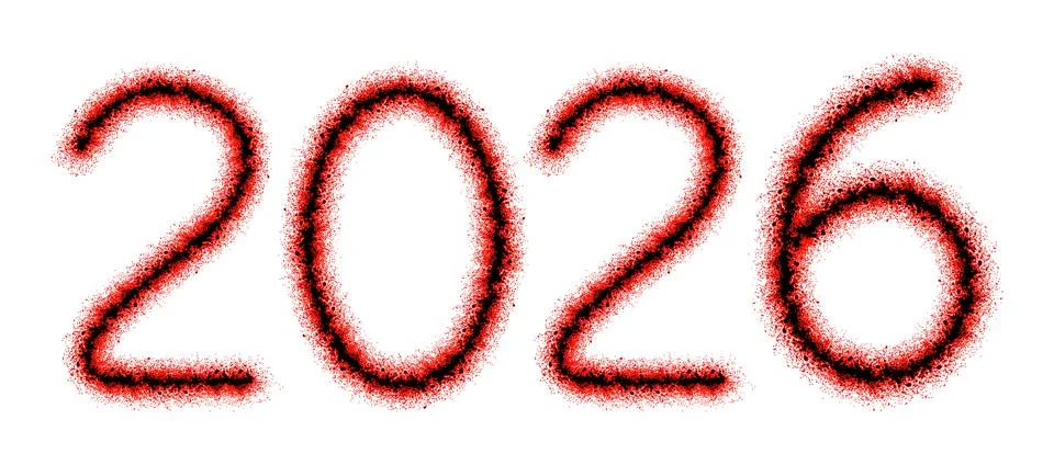 The 2026  from spray paint elements, splash, New Year. Vector illustration Stock Illustration