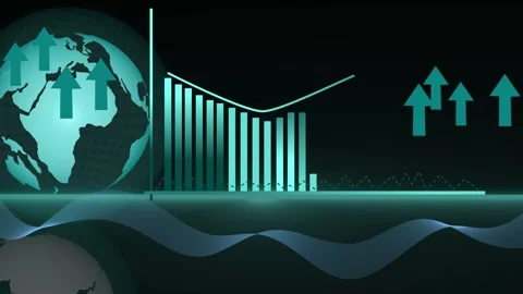 2026 Teal globe with bar chart and trend line animation, Stylized teal and .. 스톡 동영상 328218454