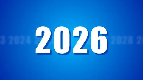 2026 Text on Blue Background Ilustración de archivo