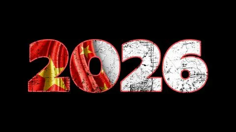 2026 text with a Chinese flag overlay Stock Illustration