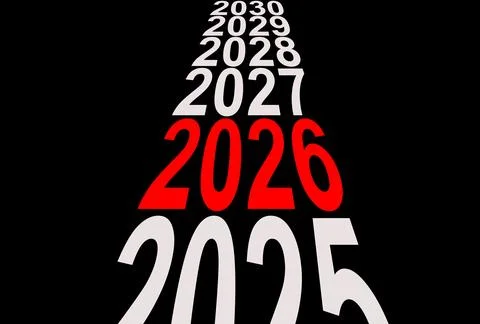 2026 timeline concept. Abstract modern design showing transition from 2025 to 스톡 일러스트
