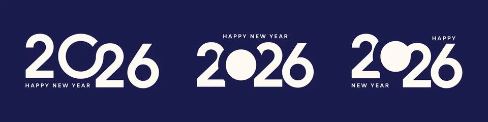 2026 vector logo set, New Year number, 2026 card design Stock Illustration