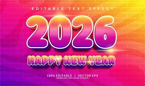 2026 vector text effect with modern style design Stock Illustration